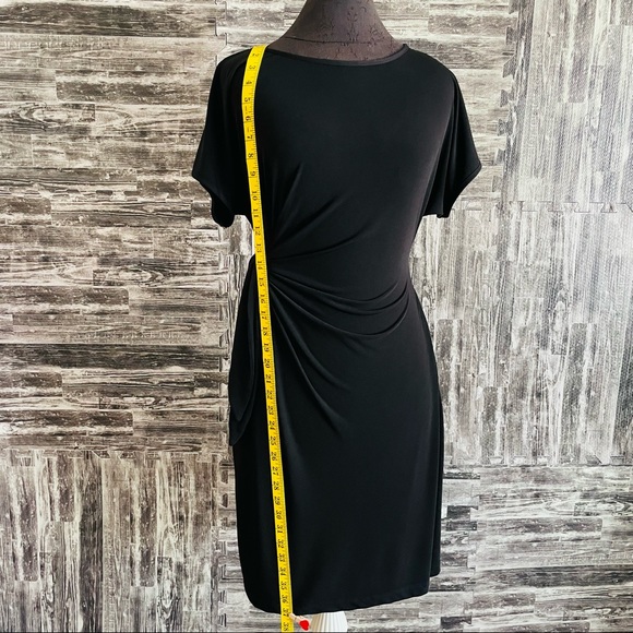 Ali Ro Black side tie casual day to night dress EUC sz. 10 stretchy short sleeve - Picture 6 of 12